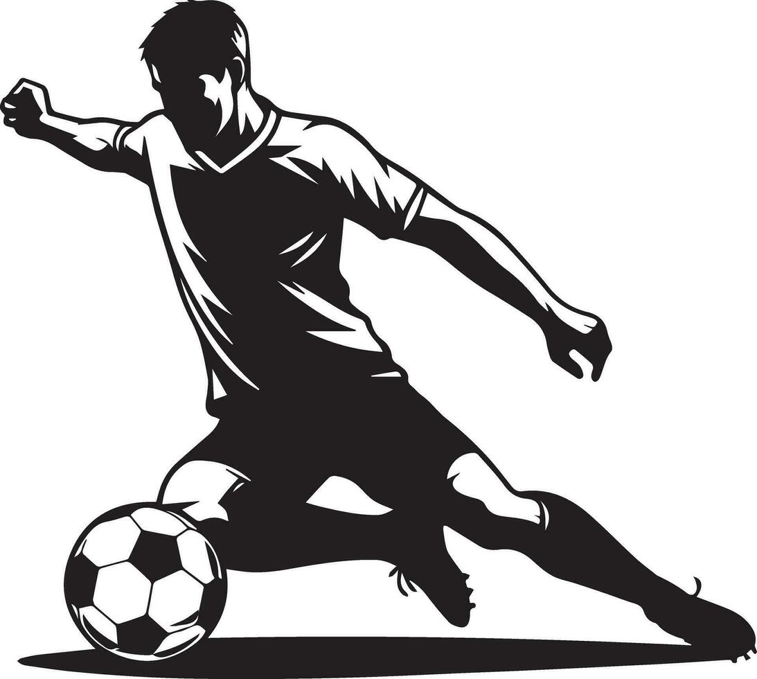 Soccer Player pose vector silhouette illustration black color, Football player vector silhouette