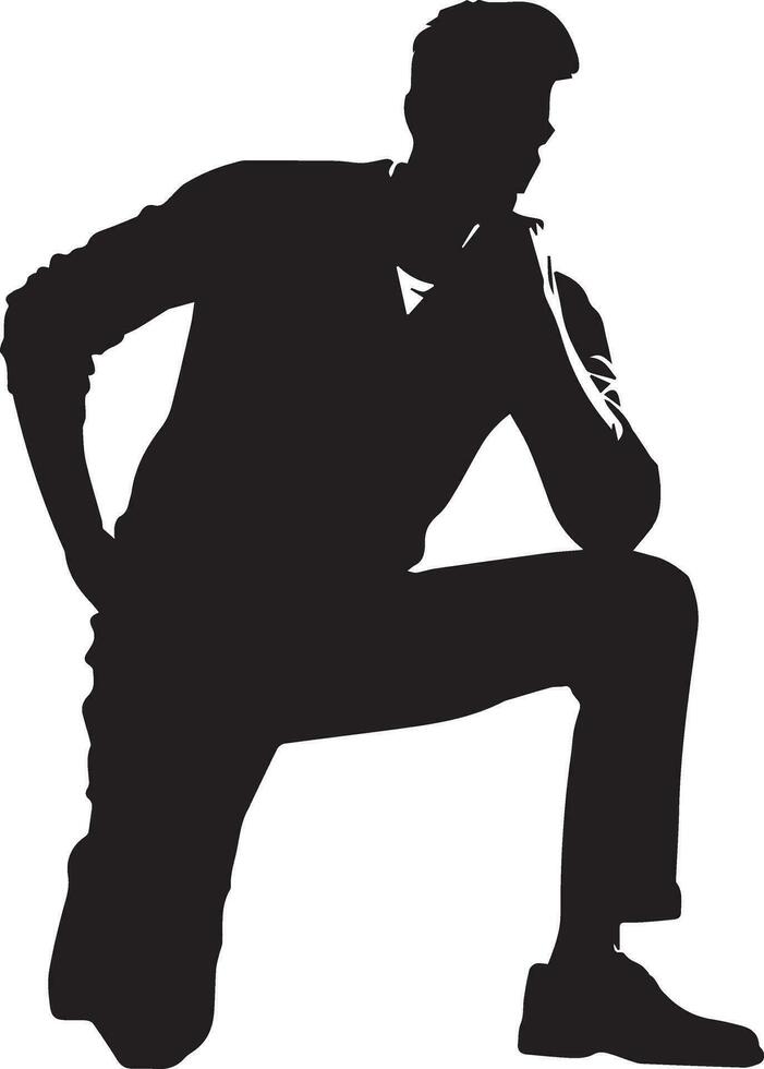 Man pose vector silhouette illustration, a flat man style vector silhouette