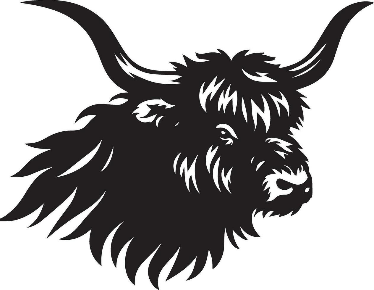 Yak Animal head vector silhouette illustration black color 13