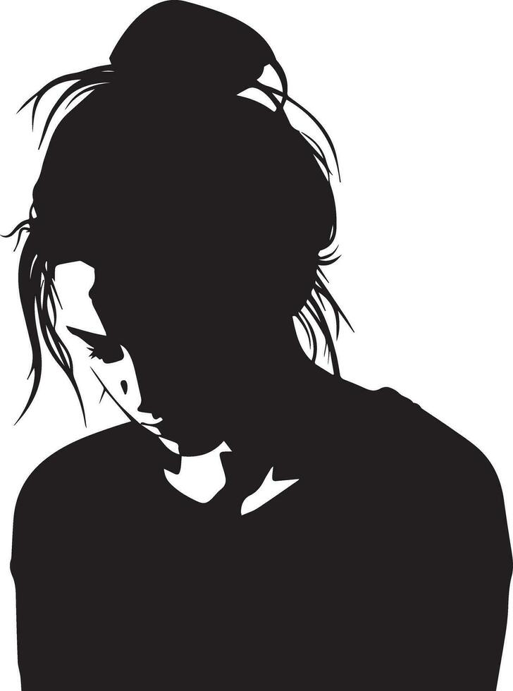 Sad Woman vector silhouette illustration, upset woman vector, tension ...