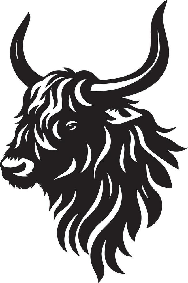 Yak Animal head vector silhouette illustration black color 19