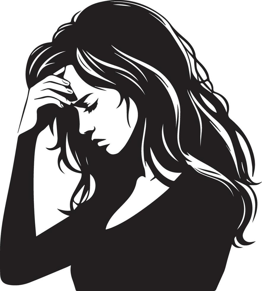 Stress Woman vector silhouette illustration black color