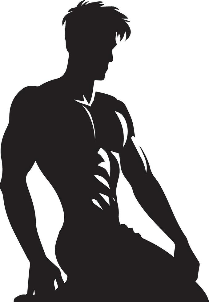 Man pose vector silhouette illustration, a flat man style vector silhouette