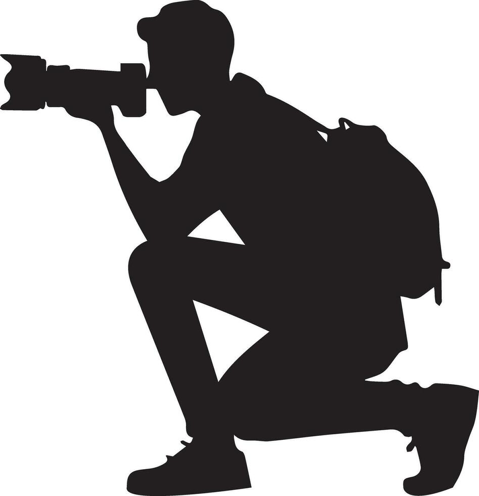 Camera man take a photo vector silhouette