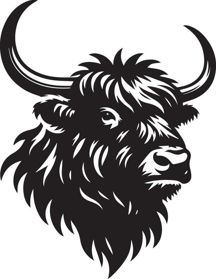 Yak Animal head vector silhouette illustration black color 17