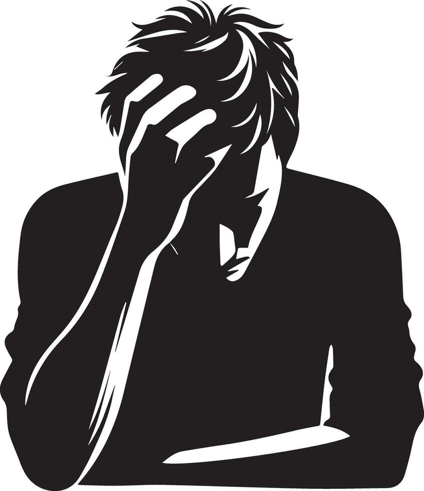 Sad Man vector silhouette, tension man, upset man vector silhouette