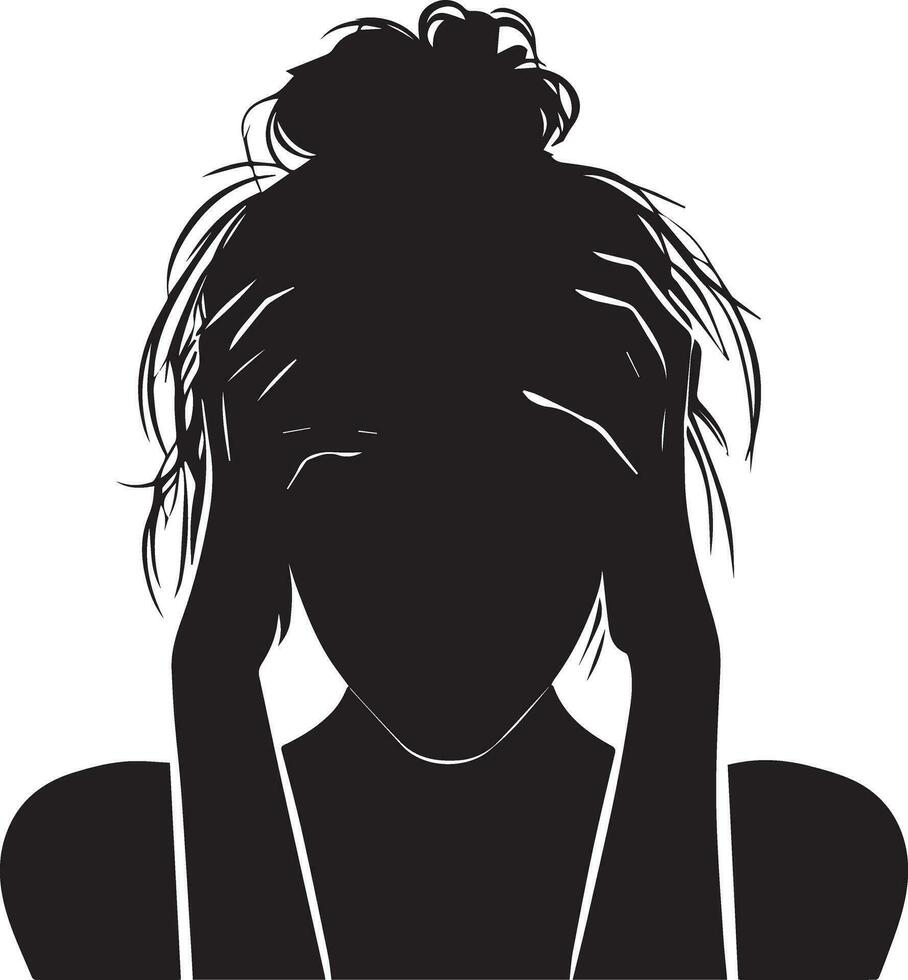 Sad Woman vector silhouette illustration, upset woman vector, tension woman vector