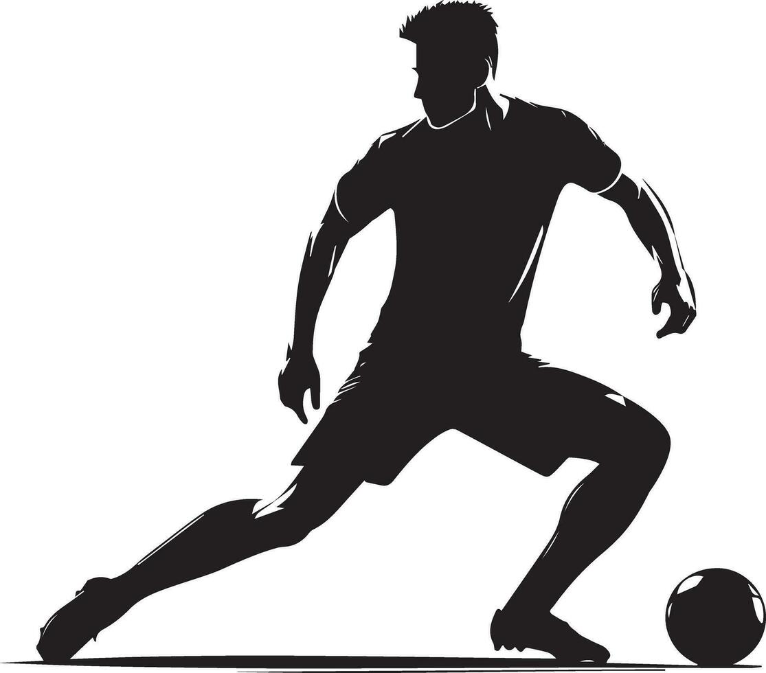 Soccer Player pose vector silhouette illustration black color, Football player vector silhouette