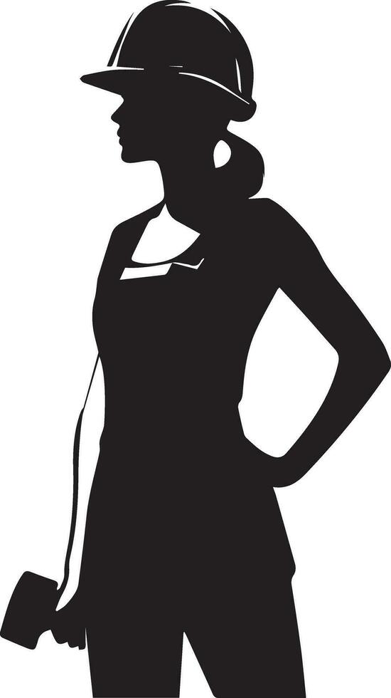 Female Worker Vector silhouette illustration black color