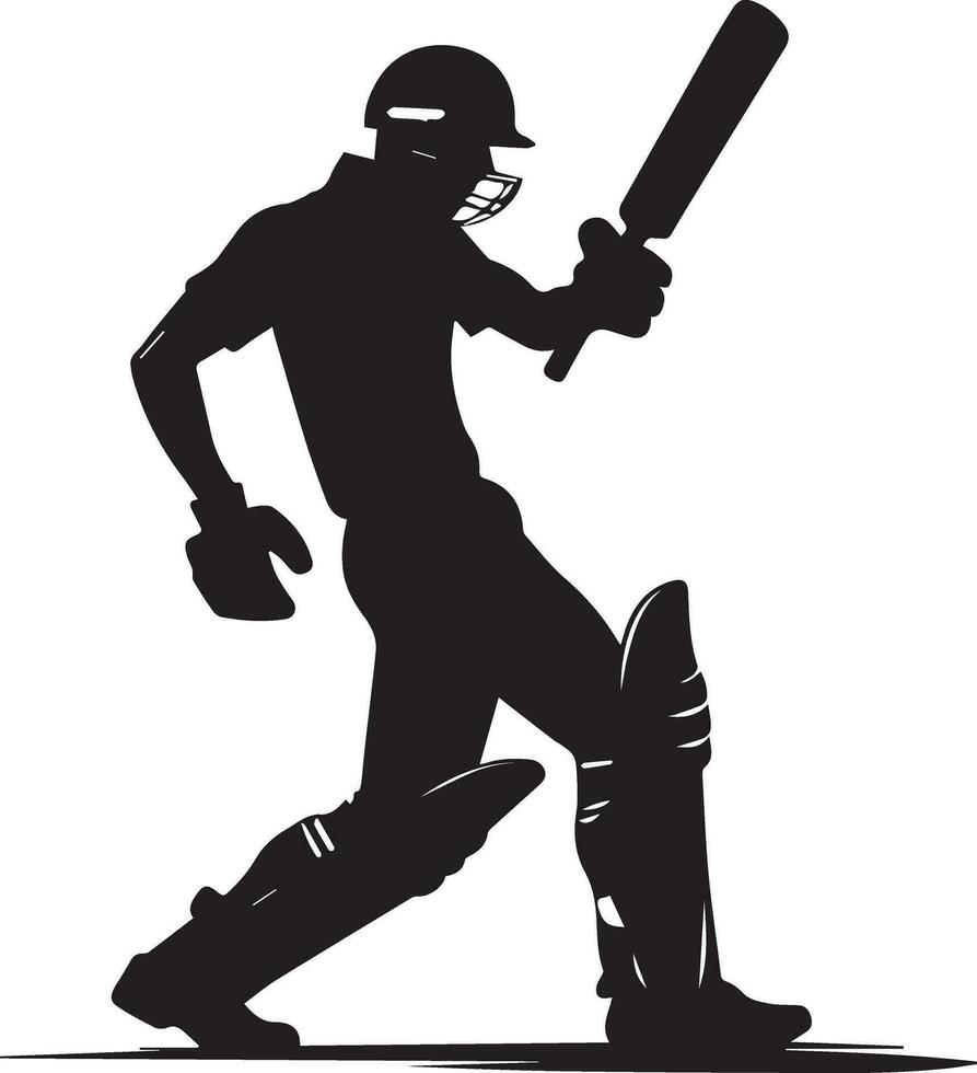 jugador de cricket actitud vector silueta