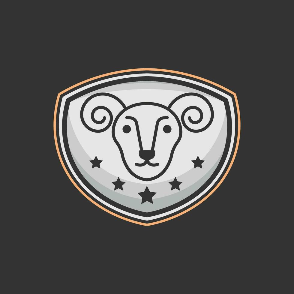 Monoline Goat Emblem Logo vector