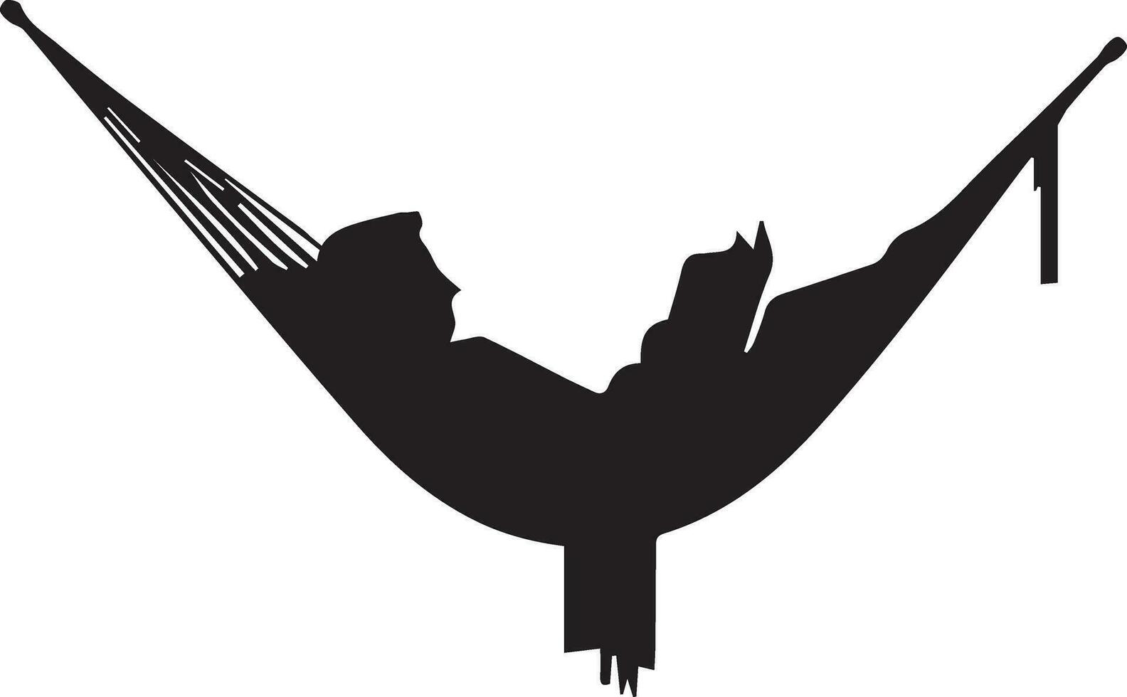 Reading man on hammock vector silhouette