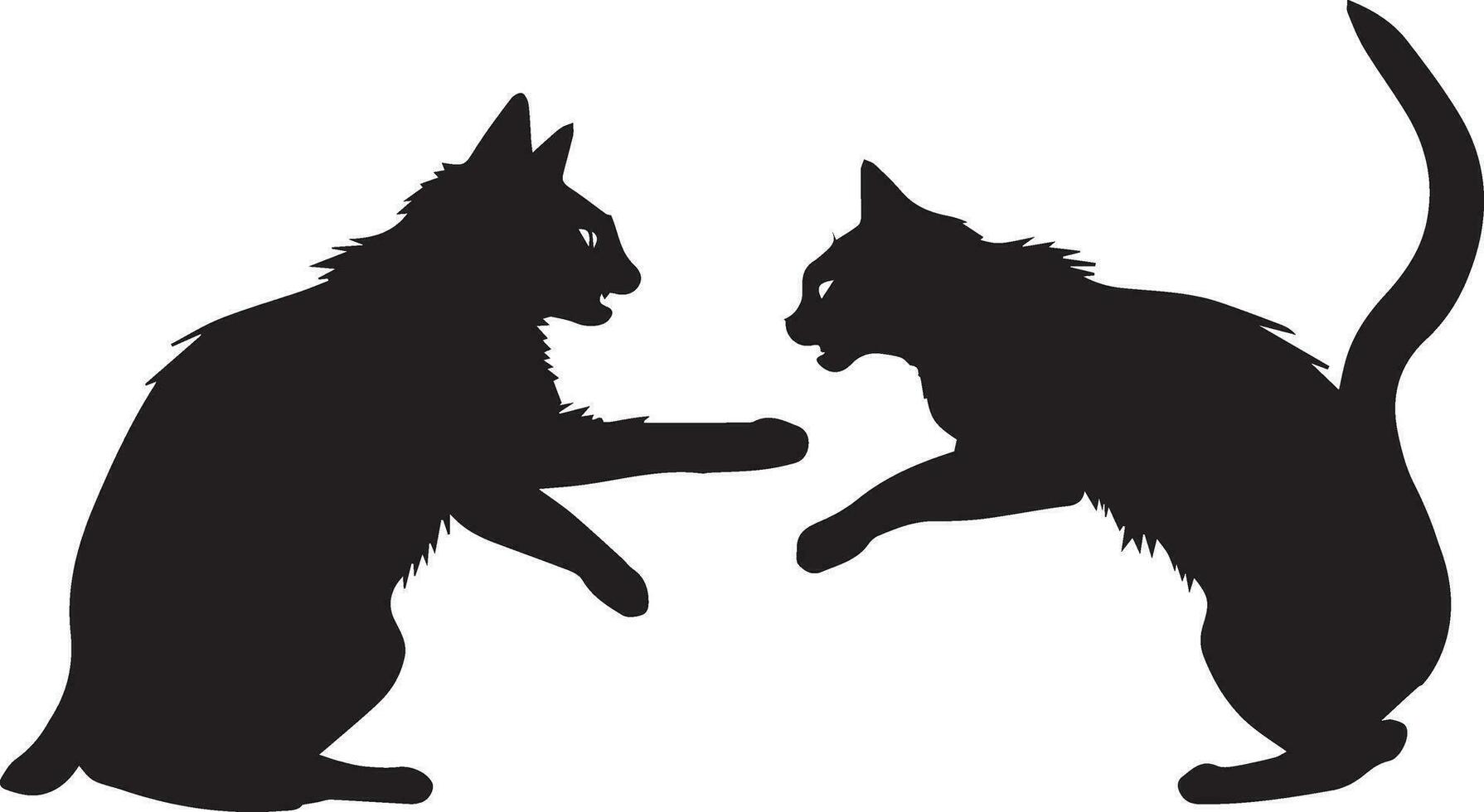 Two Cat Fight Vector silhouette 2