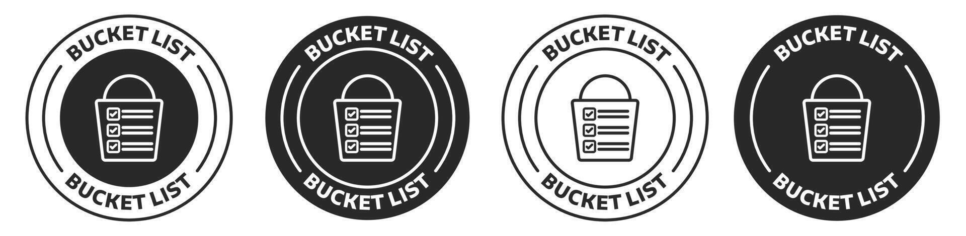 Word travel bucket list vector icon set in black color.