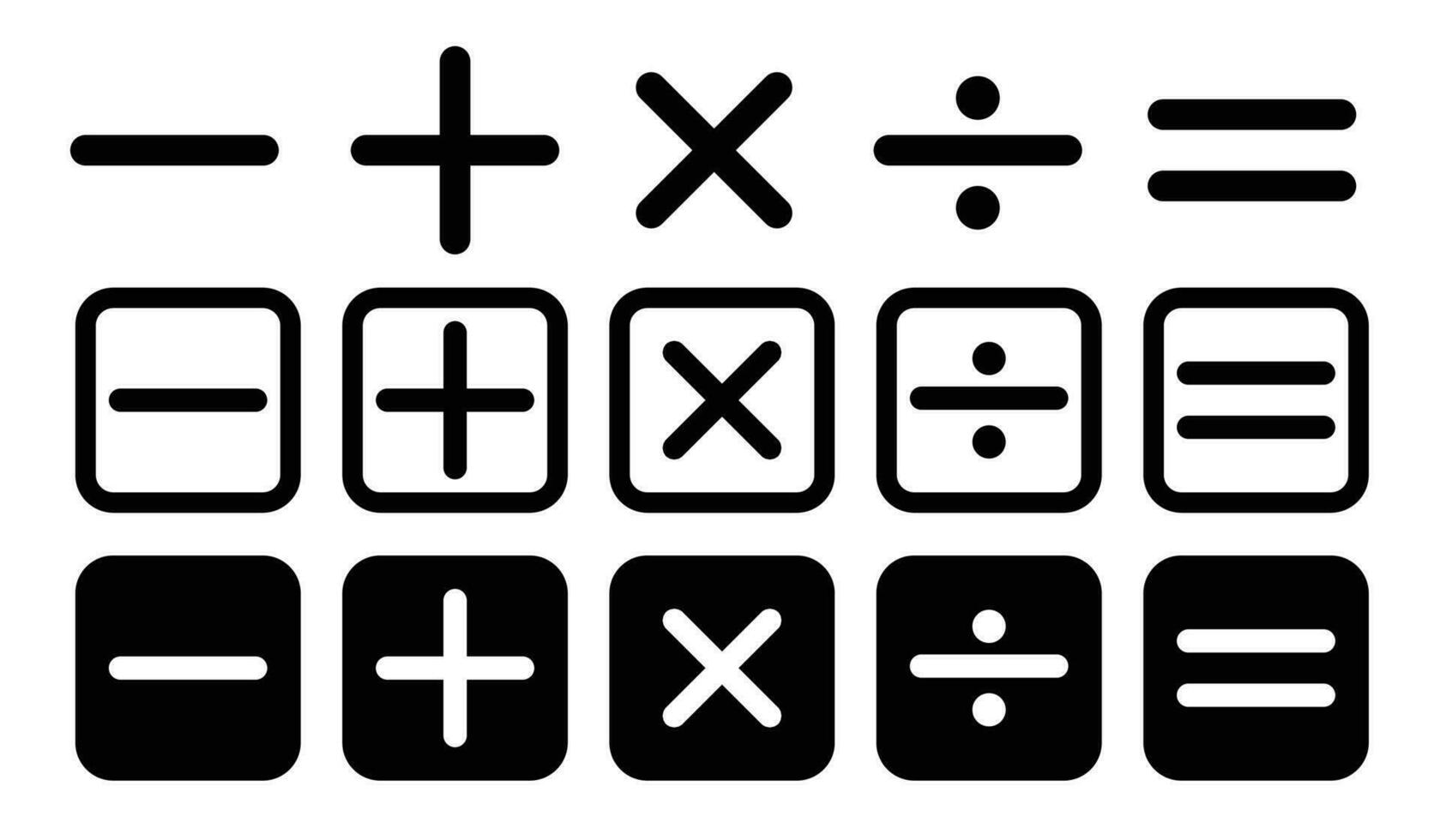 matemáticas matemáticas vector simbolos más, menos, división, multiplicar, y igual firmar icono colocar.