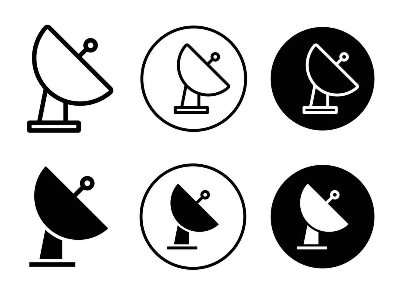 Broadcasting channel satellite dish line icon set. tv network antenna dish vector symbol. internet data transmission sign. radio station satellite dish sign.