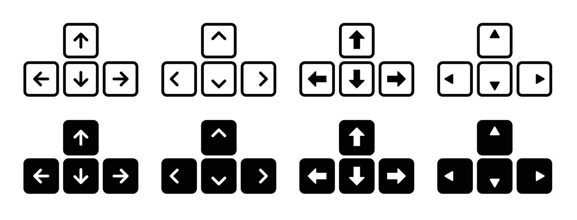 teclado flecha llave botones colocar. computadora navegación flechas vector símbolo. arriba, abajo, izquierda y Derecha teclado flechas íconos colocar. adecuado para móvil aplicación, y sitio web ui diseño.