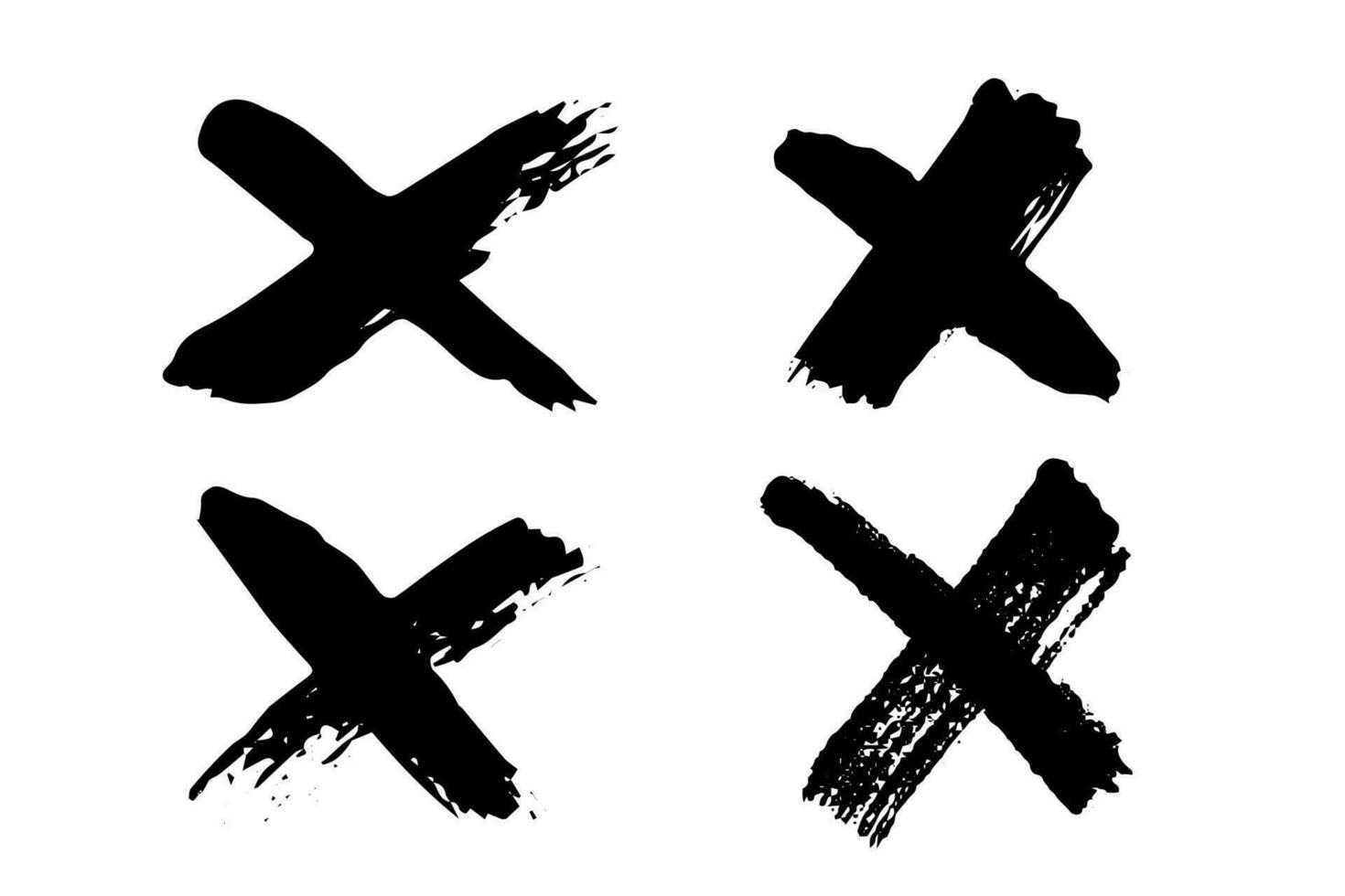 Hand drawn cross mark doodle set. Marker wrong sign clipart. Ink scribble checkbox. Single element vector