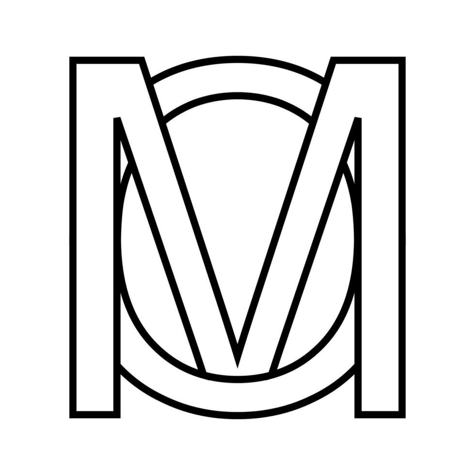 Logo sign mo om, icon double letters logotype m o vector