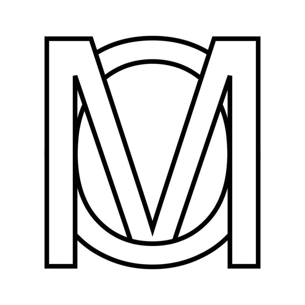 logo firmar mes om, icono doble letras logotipo metro o vector