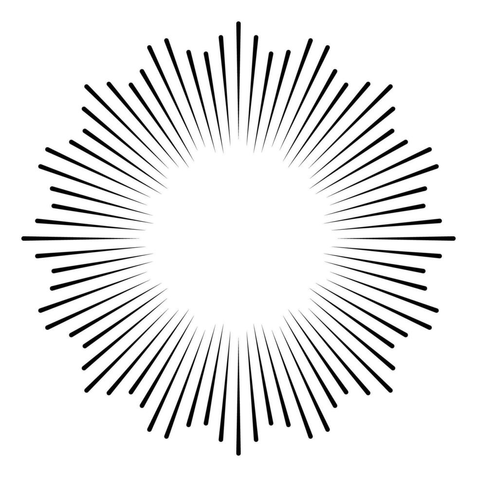 icono rayos de iluminación, rayos escarapela, radial velocidad circulo líneas vector