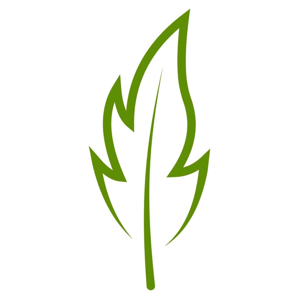 Green eco leaf in shape fire flame, leaf symbol rebirth vector