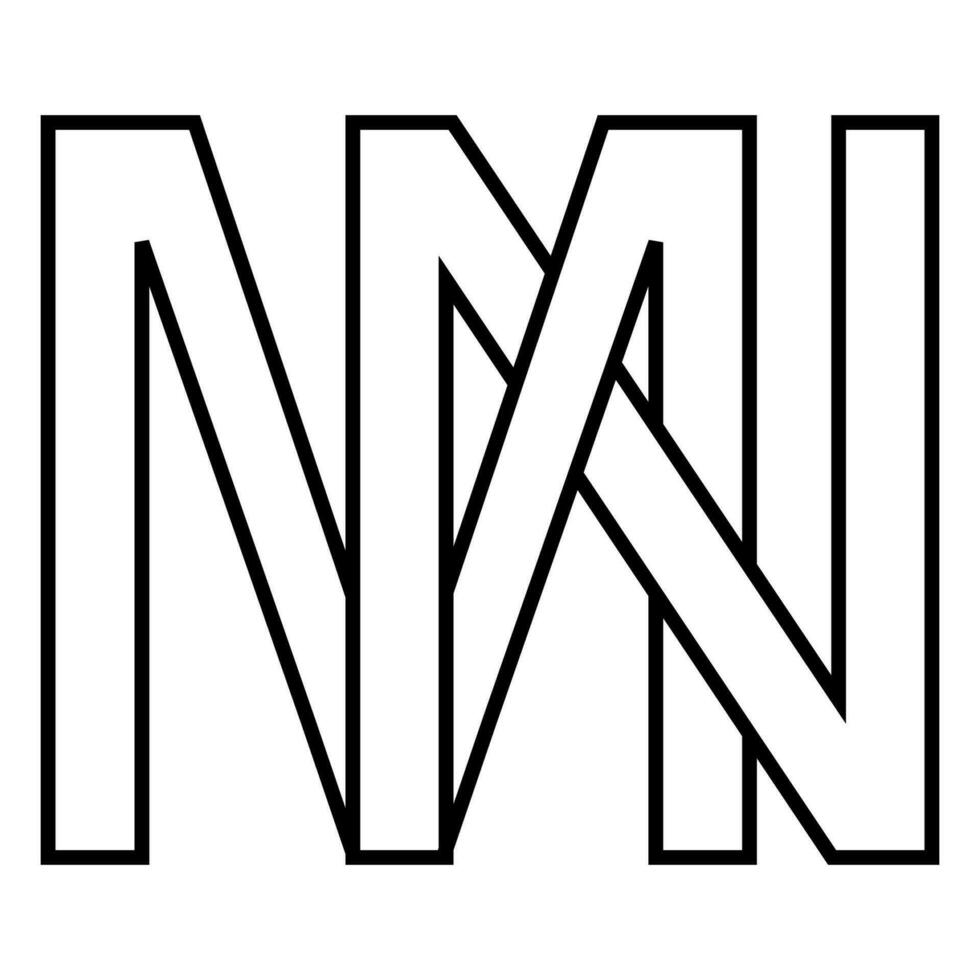 Logo sign mn nm icon double letters logotype m n vector