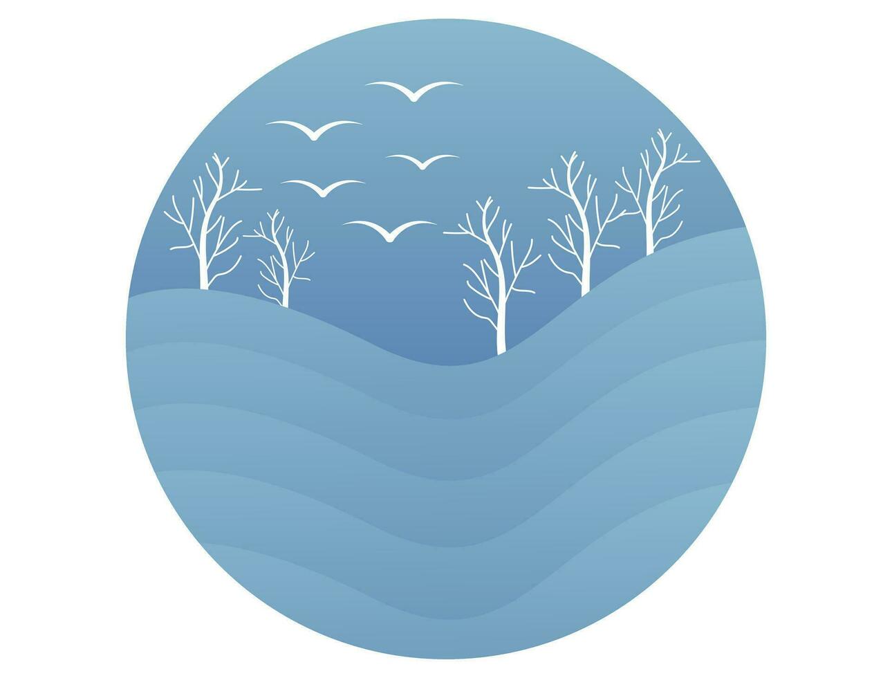 winter landscape with trees and seagulls isolated icon vector illustration design, winter landscape with trees and birds vector illustration, winter landscape with trees and seagul