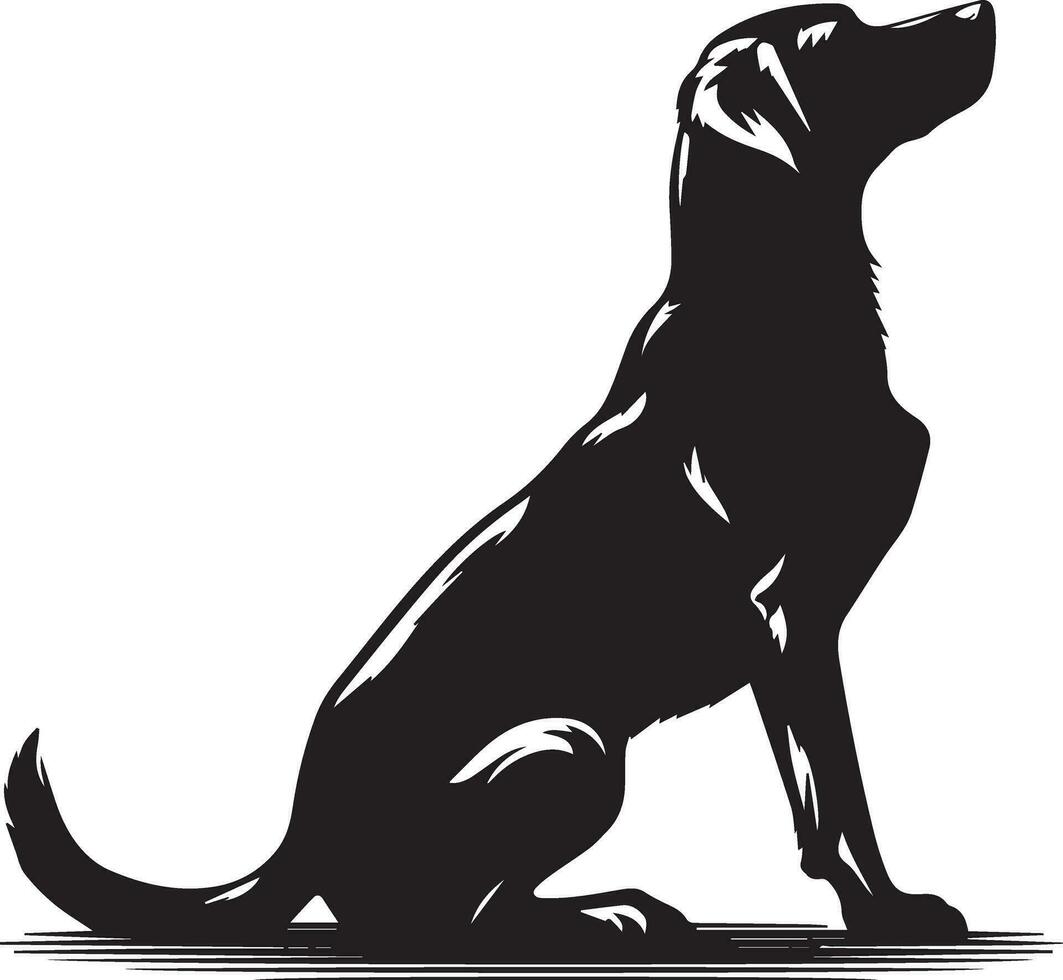 Dog Sitting Pose vector silhouette illustration black color
