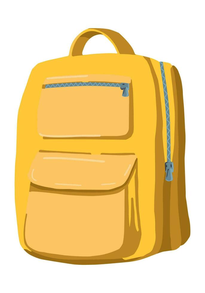 Backpack doodle. Vector illustration of school bag. Back to school cartoon style clipart isolated on white background.