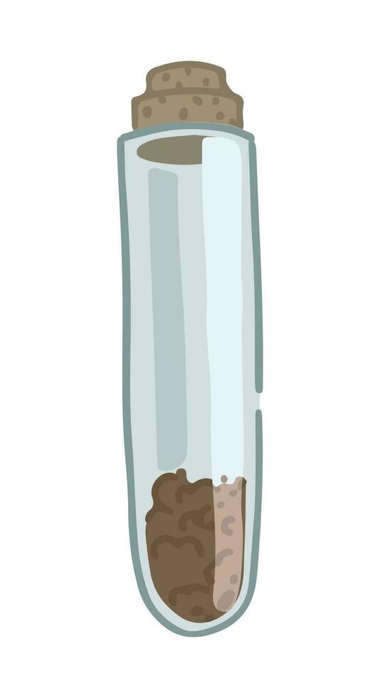 Test tube doodle. Chemistry or biology laboratory, education, experiment clip art. Cartoon style vector illustration isolated on white.