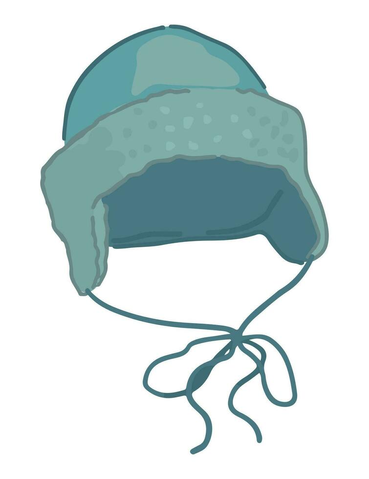 Doodle of warm hat. Cartoon clipart of winter accessory clothes. Vector illustration isolated on white background.