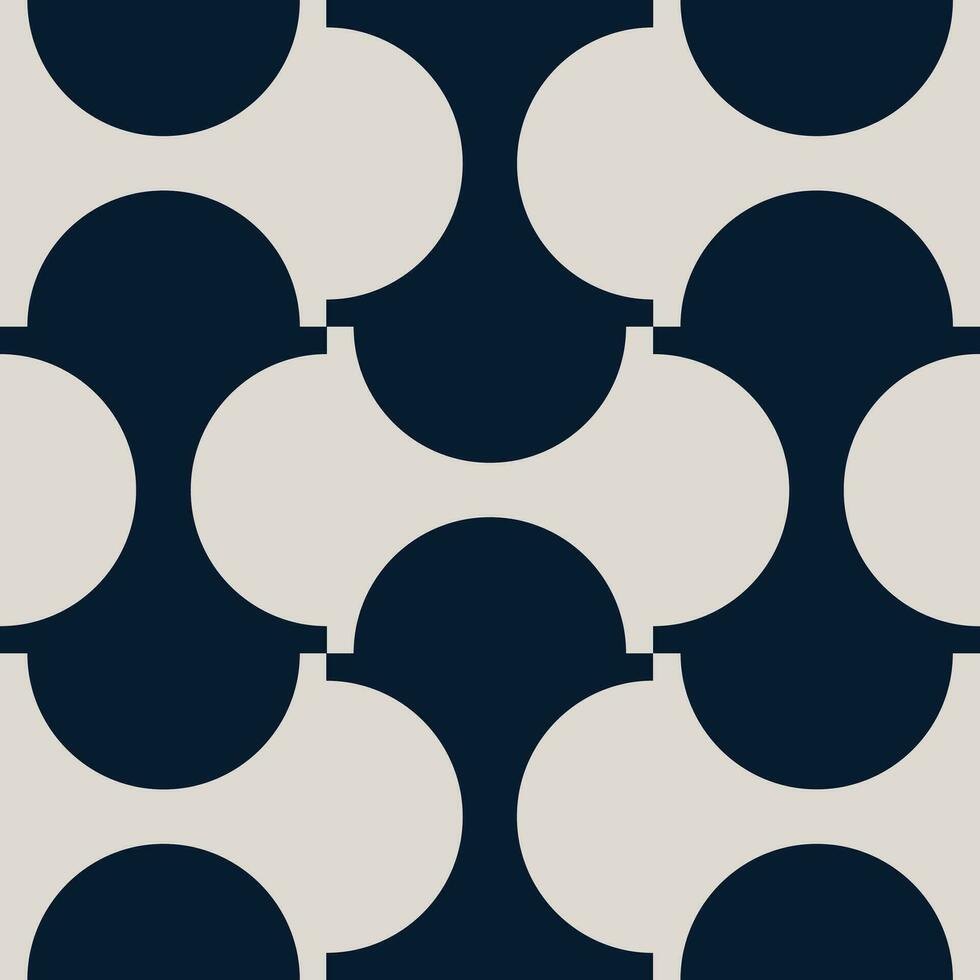 Vector illustration of abstract flat seamless contemporary modern mid-century monochrome geometric semi-circle pattern. For wallpaper design, pattern, background, web, print, card