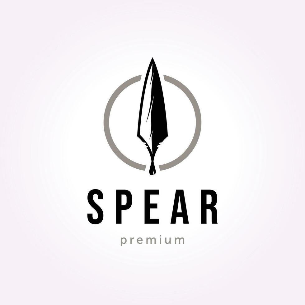 minimalist spear logo design, pike illustration design for retro vintage warriors vector