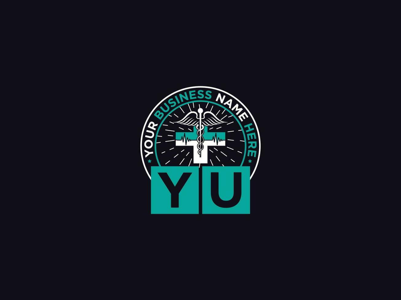 Clinical Yu Letter Logo, Initial YU Medical Logo Image For Doctors vector