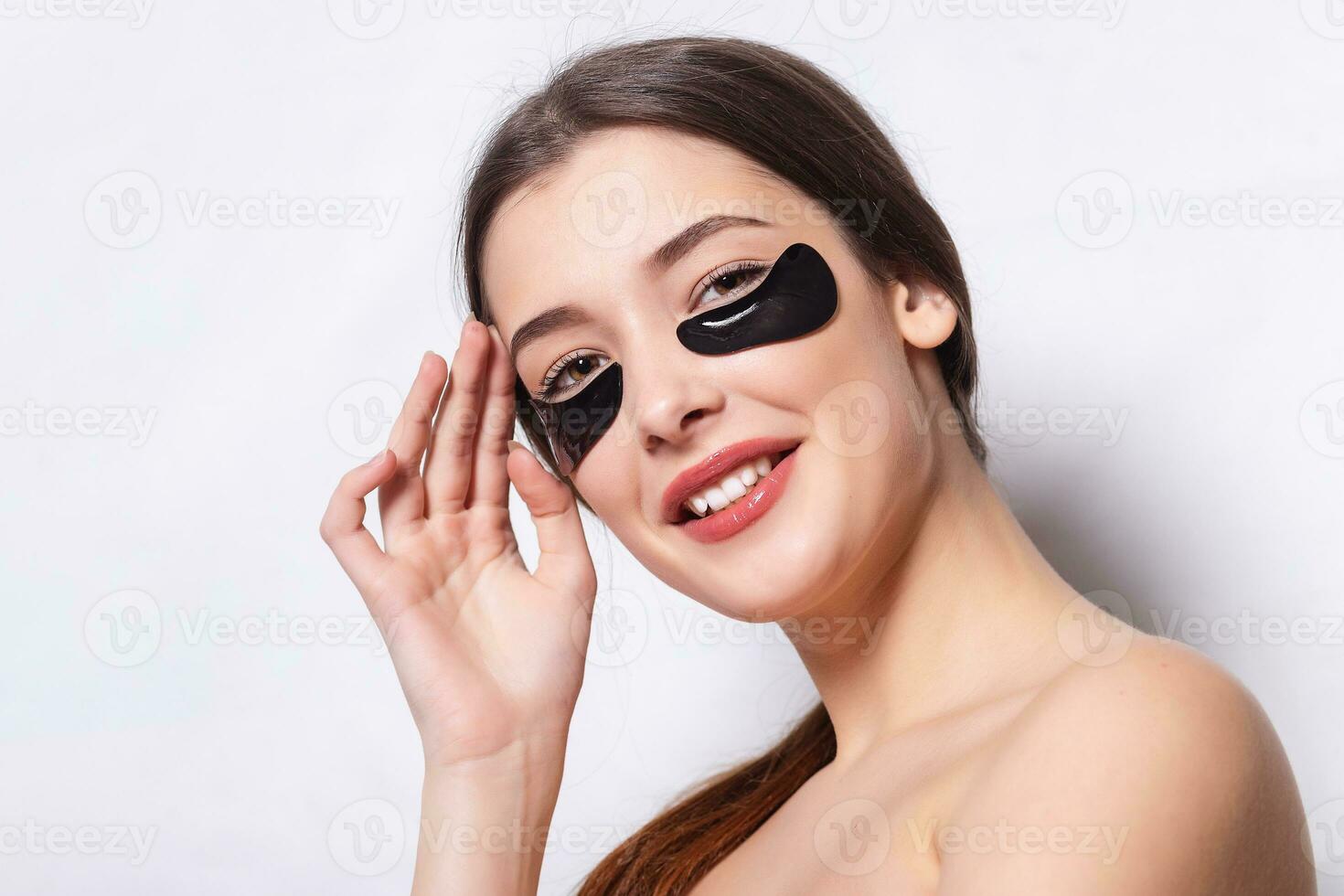 Eye black patch, Beautiful Woman With Natural Makeup photo