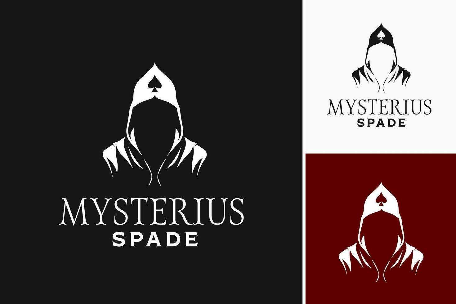 Mysterious Spade man logo or a black mysterious man with a hoodie on it. It is suitable for brands or businesses related to fashion, street wear, urban lifestyle vector