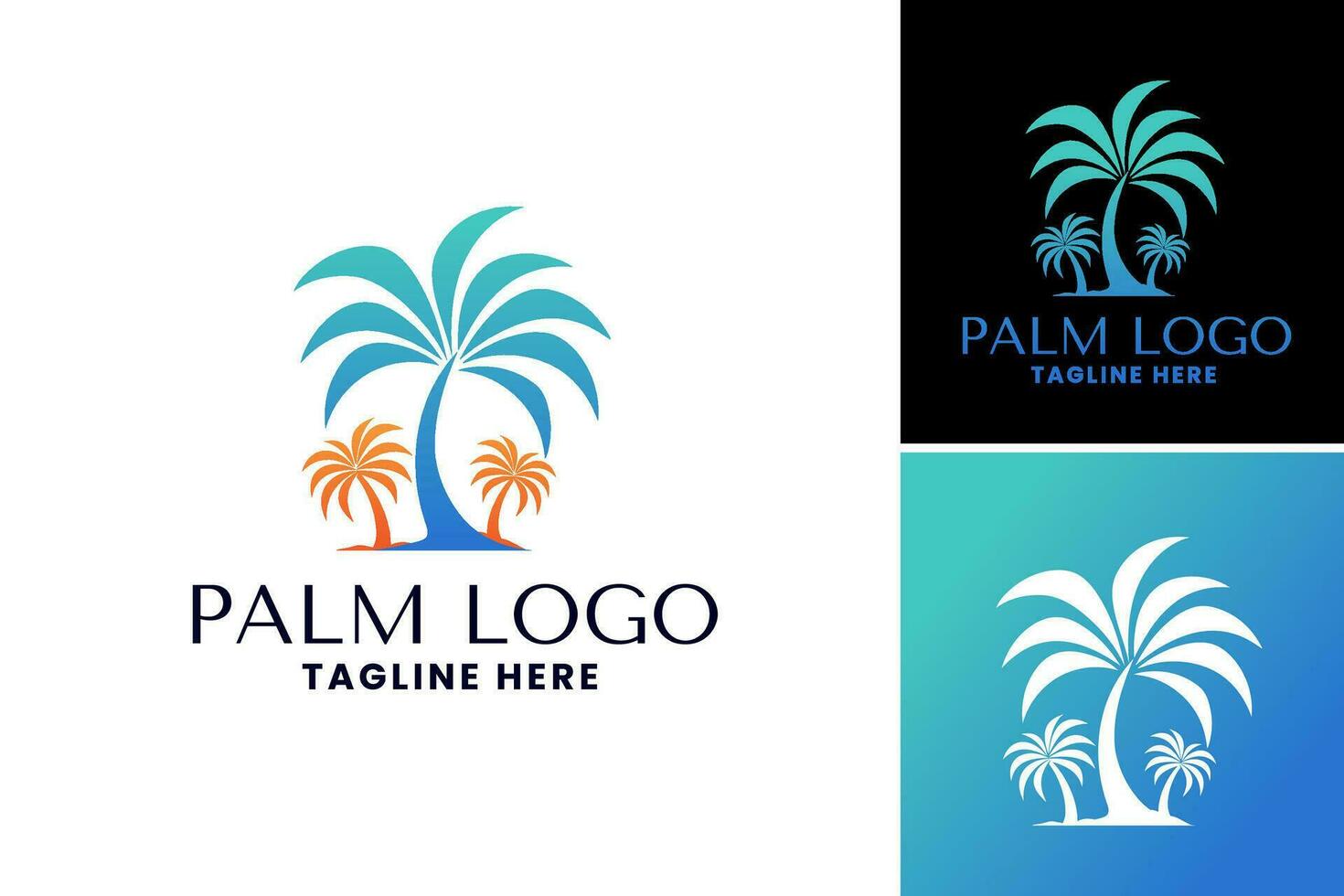 Palm tree logo design refers to a graphic design element featuring a palm tree, which can be used for creating logos and branding materials for businesses related to vacation vector