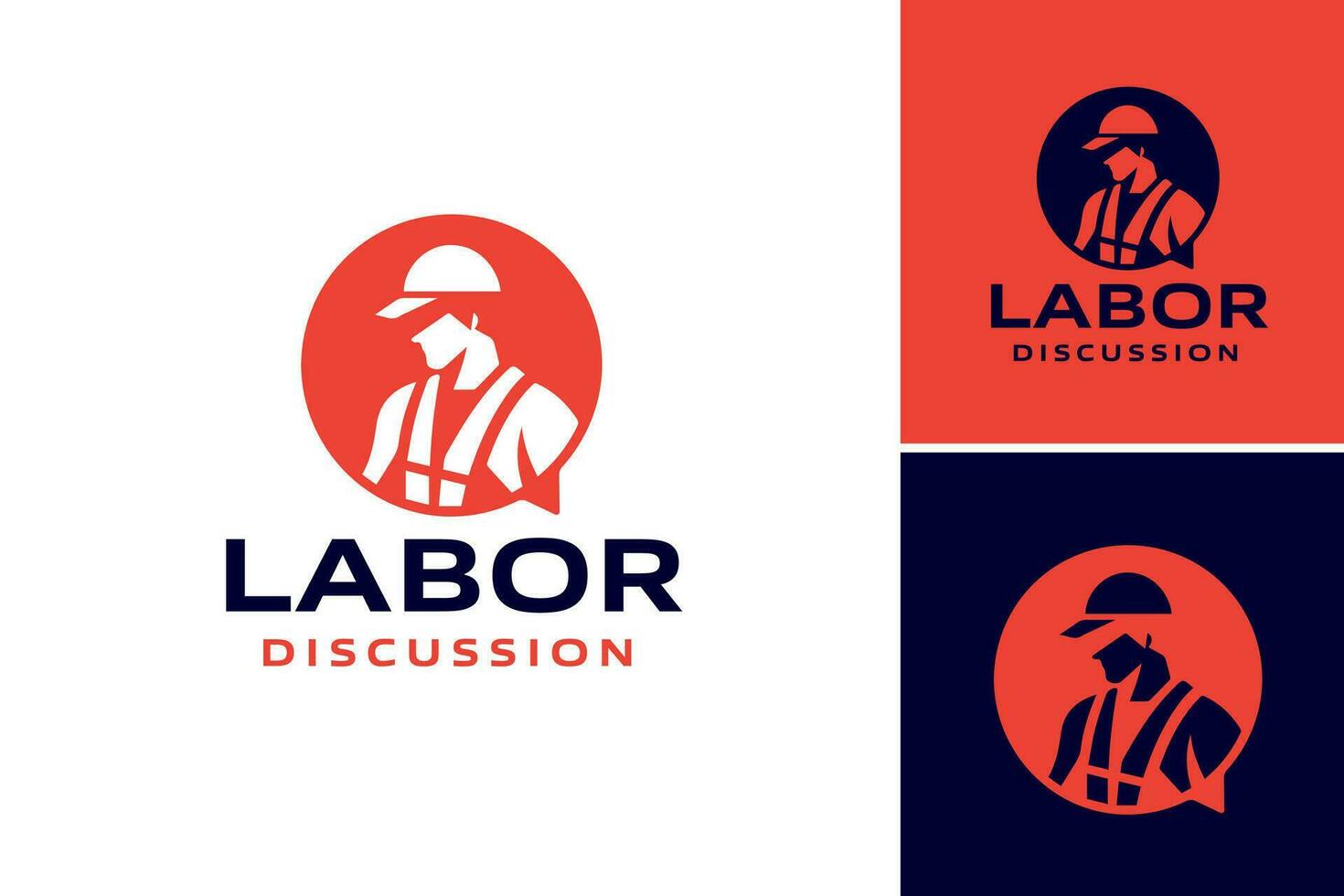 labor discusión logo diseño modelo. es un diseño activo ese es ideal para empresas o organizaciones involucrado en labor discusiones, negociaciones, o defendiendo para de los trabajadores derechos. vector