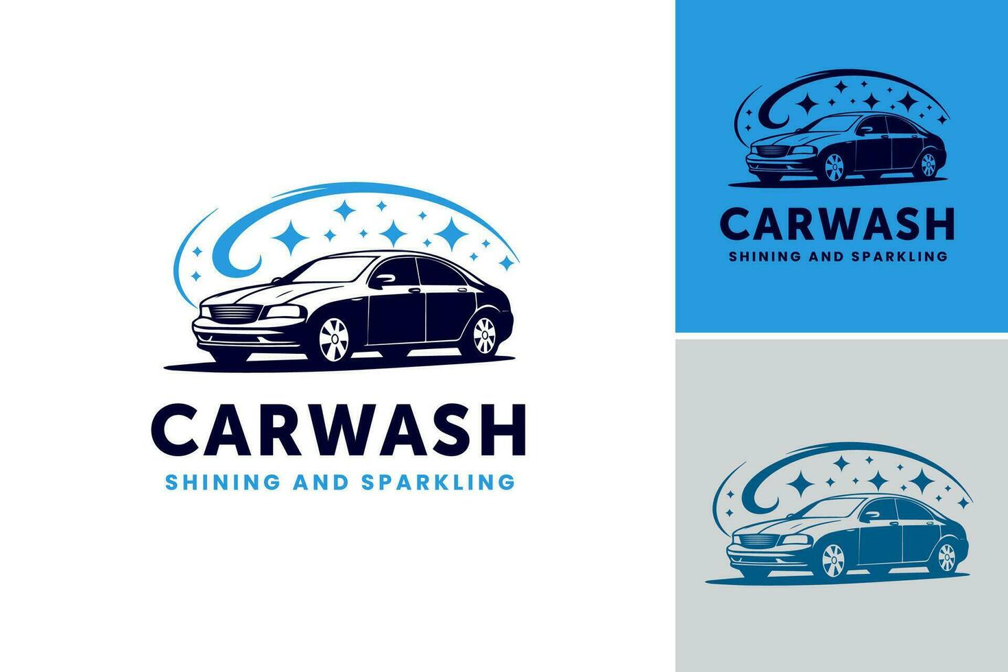 Car wash logo is a design asset suitable for car wash businesses, featuring a unique and recognizable logo to represent their brand. vector