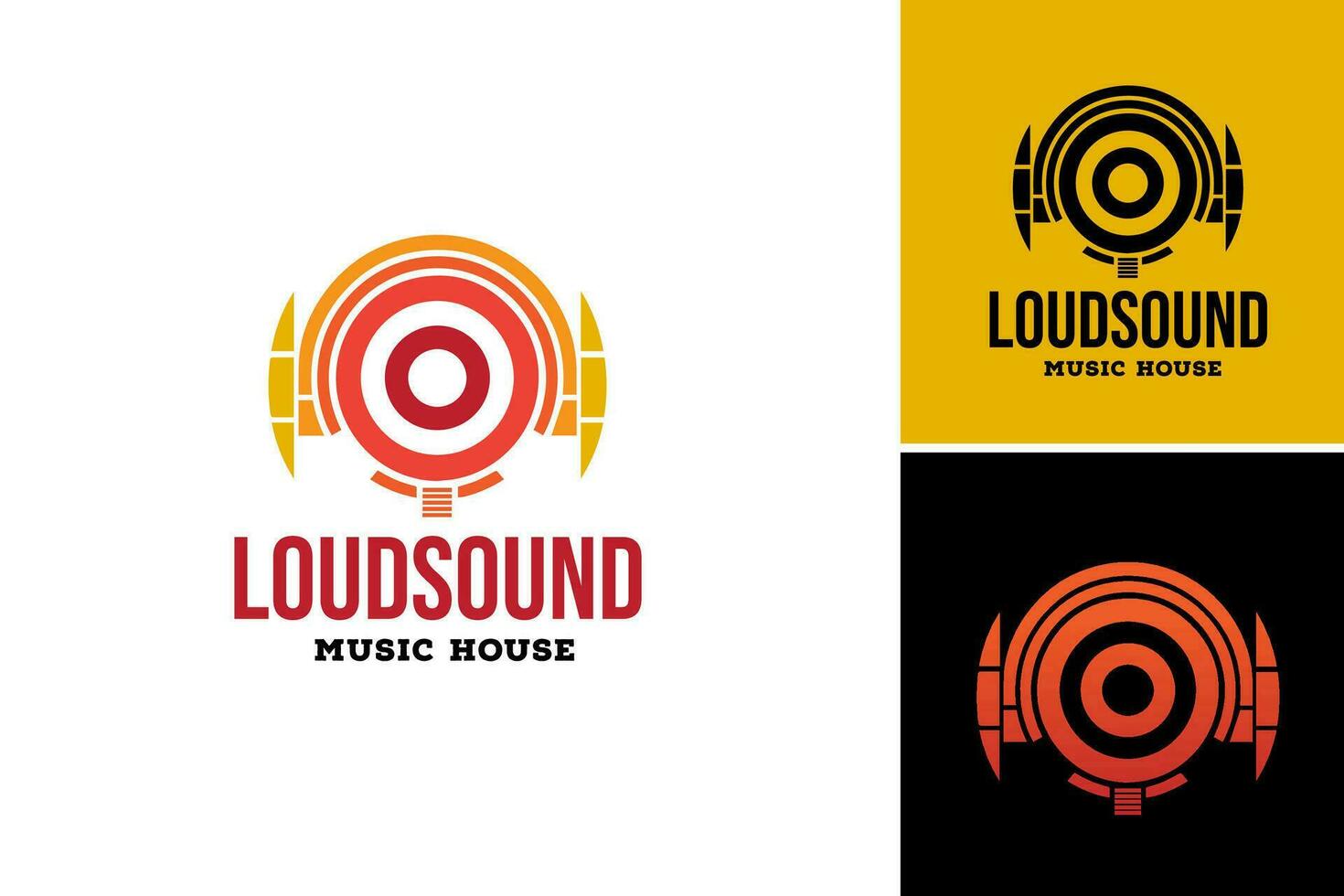 loud sound music house logo design asset is a vibrant and energetic graphic depicting a music venue or club. vector