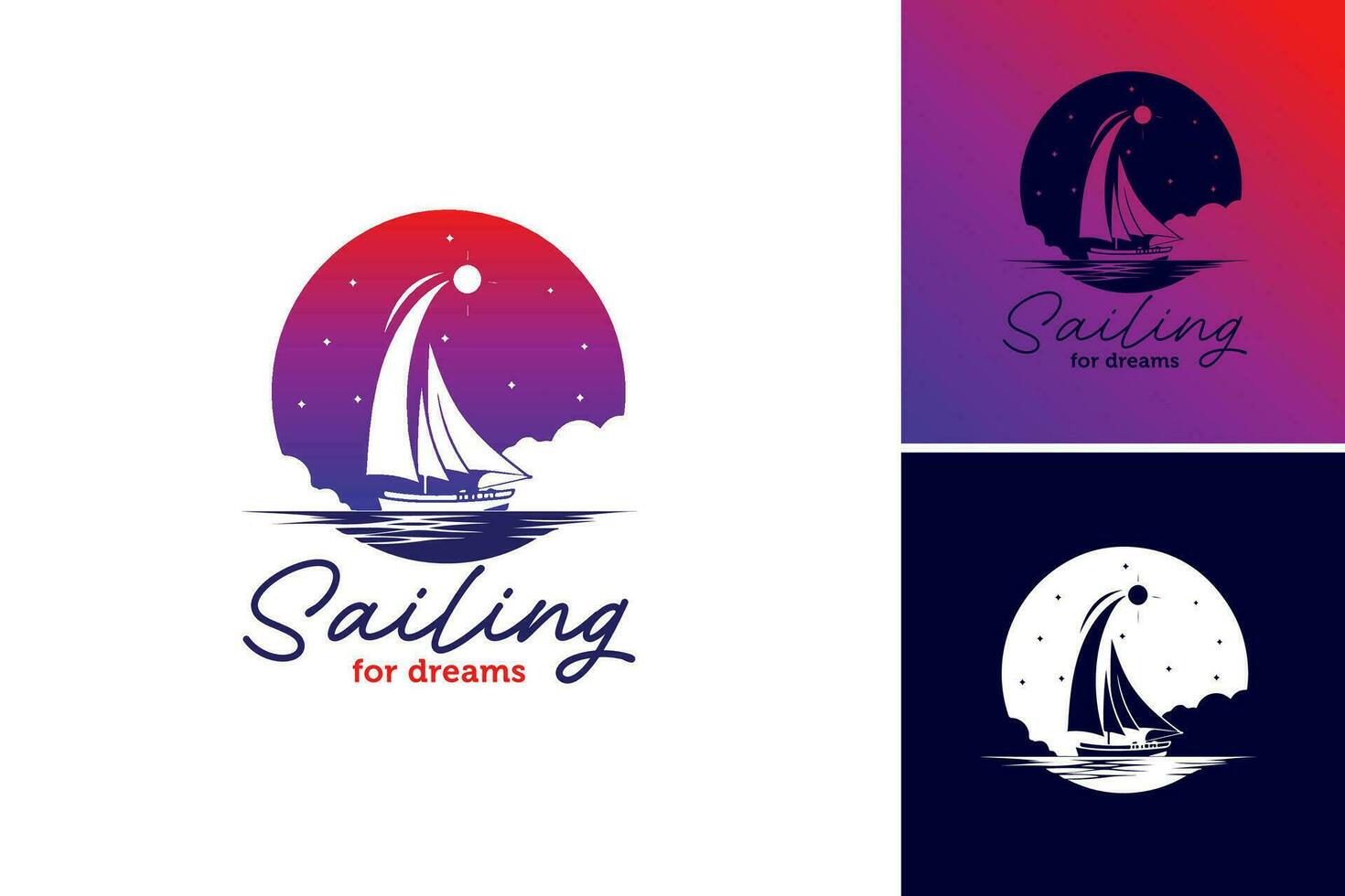 Sailing for Dream logo design. refers to a design asset centered around creating a logo related to sailing. This asset is suitable for businesses, organizations vector