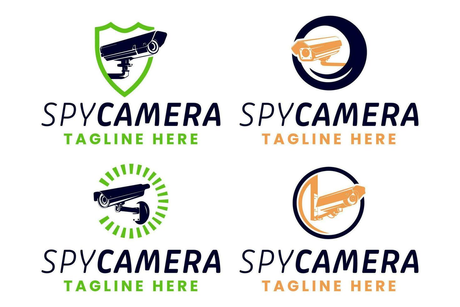 Spy Camera logo template Set. suitable for a security company, incorporating elements like shields, locks, and keys, conveying trust, protection, and professionalism vector