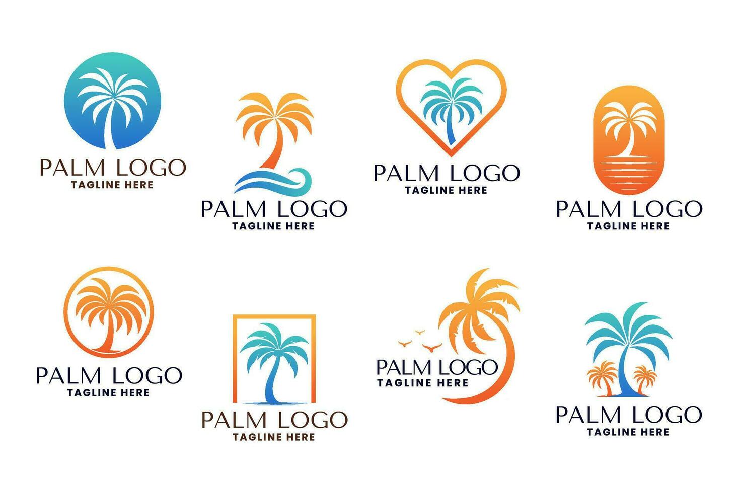 palm tree logo design is a title for a design asset that features a logo design incorporating a palm tree image. This asset is suitable for businesses or brands related to tropical vector