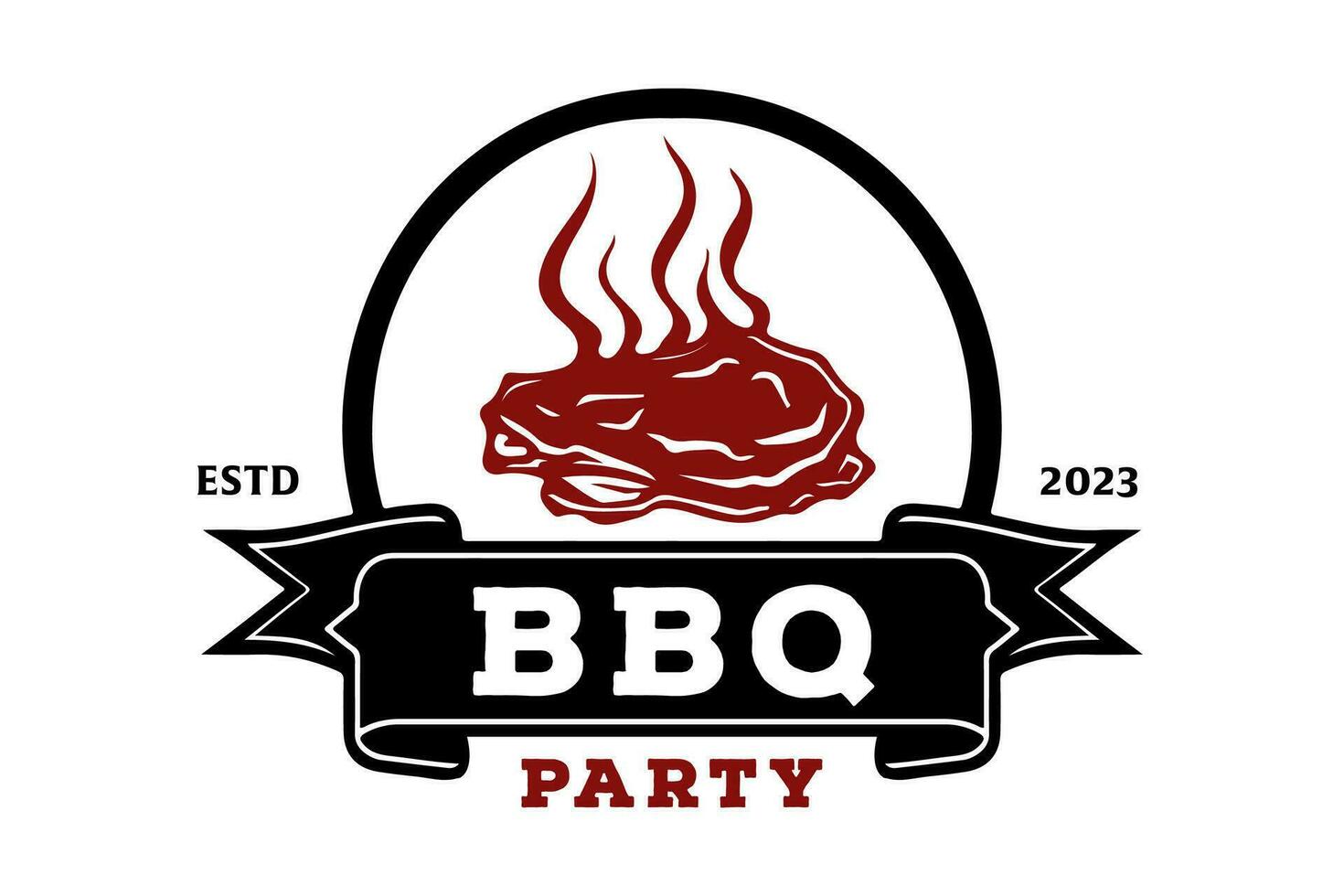 BBQ Party Logo is a design asset suitable for creating logos or branding materials for barbecue parties, cookouts, or any food-related events with a fun and casual atmosphere. vector