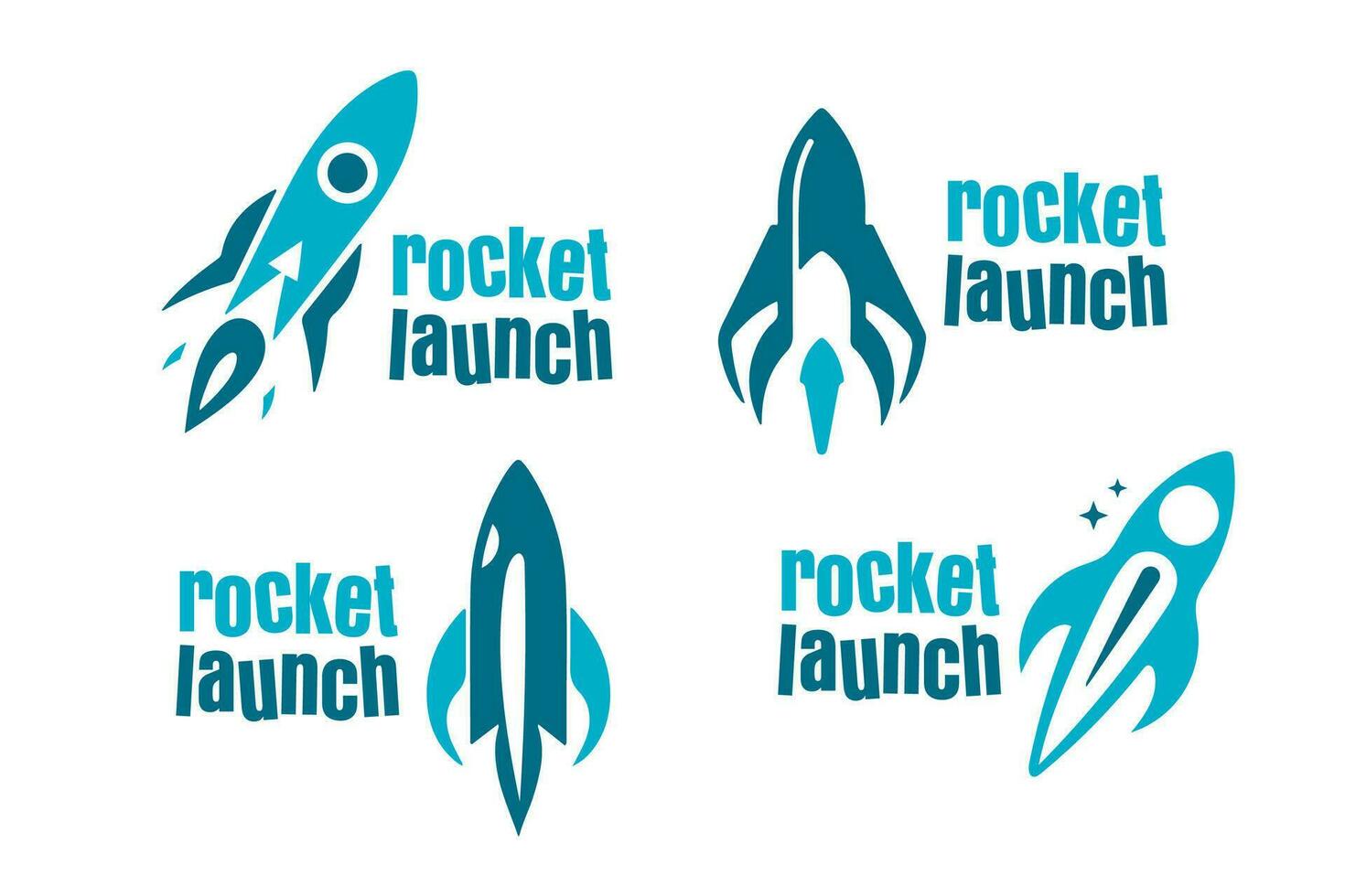 A Close Up of Four Logos with a Rocket Launch in the Middle vector