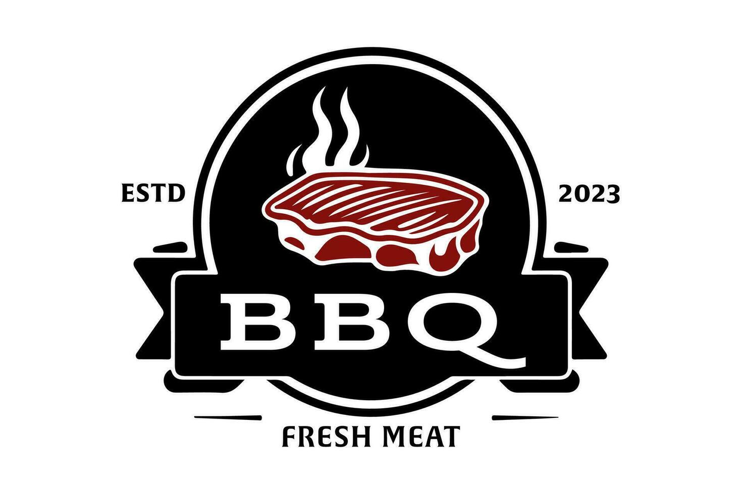 BBQ Party Logo is a design asset suitable for creating logos or branding materials for barbecue parties, cookouts, or any food-related events with a fun and casual atmosphere. vector