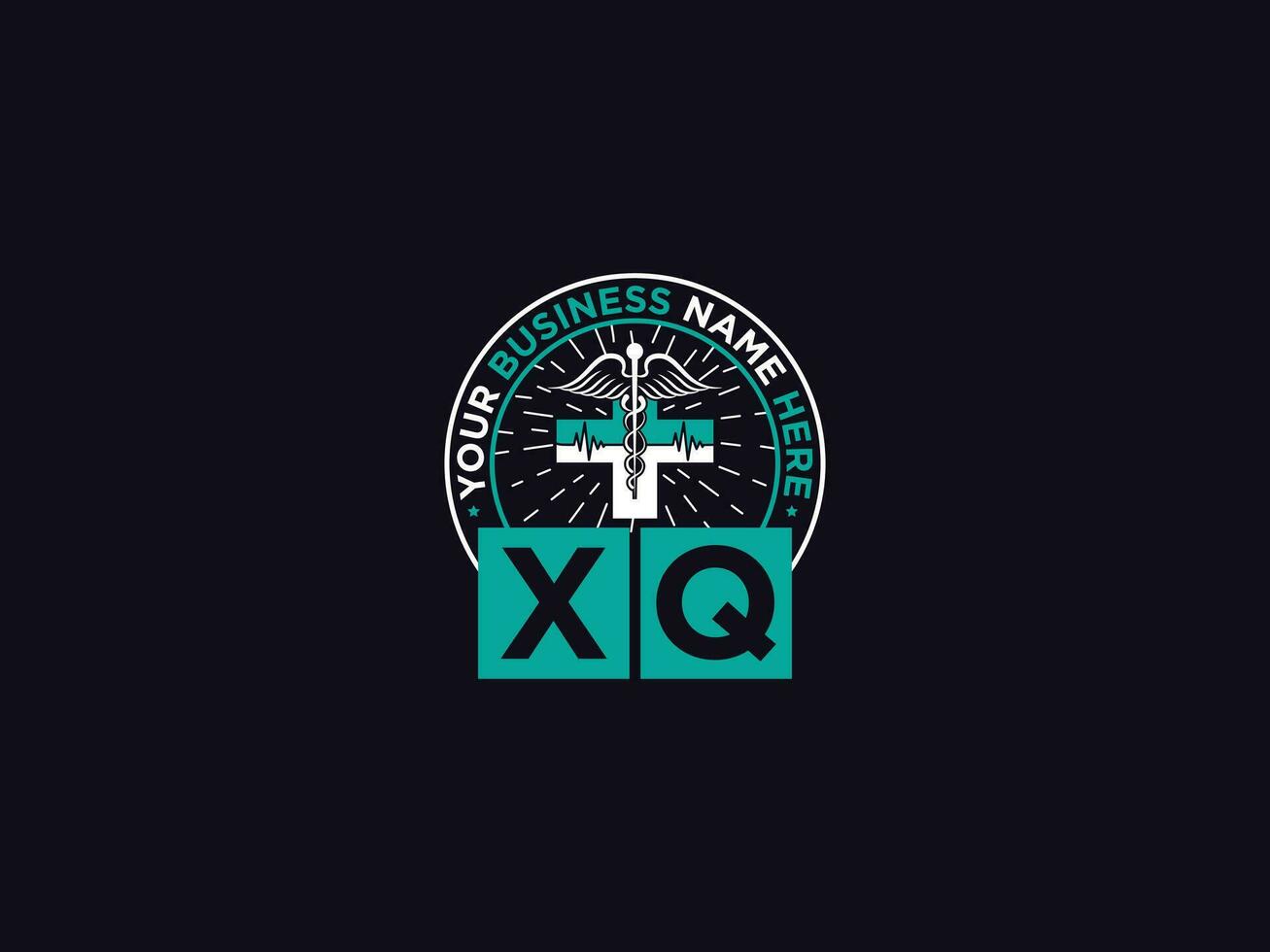 mínimo xq médico logo, monograma xq qx clínico logo letra vector