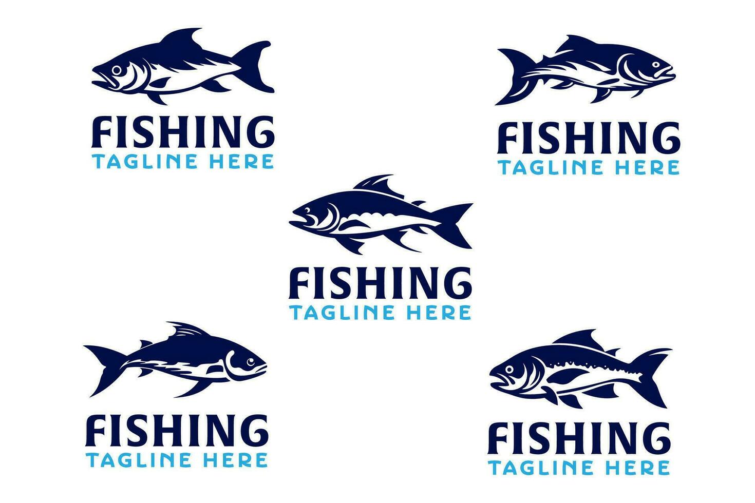 Fishing Logo Templates Set Vector