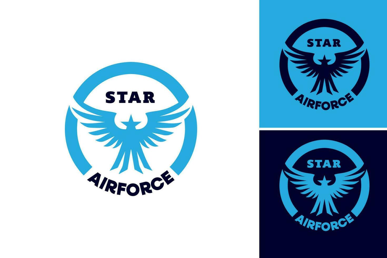 estrella aire fuerza logo - un dinámica y poderoso logo diseño presentando un estrella motivo, Perfecto para militar o relacionado con la aviación proyectos, tal como aeronave organizaciones, aire espectáculos, o patriótico eventos. vector